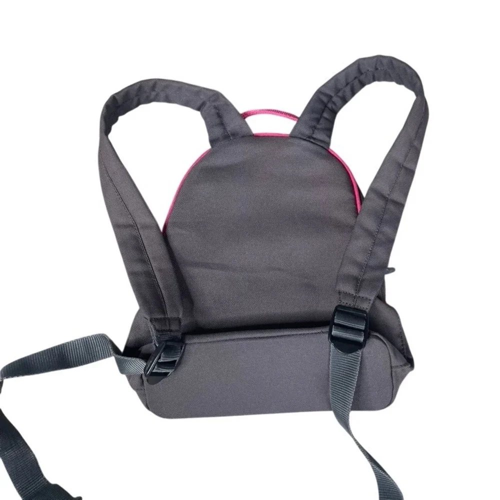 Puma Mini Backpack Gray Pink Logo School Travel‎ Bag Zippered Pockets Compact